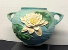Vintage Roseville 2 Handle Blue Water Lily 437-6 Vase