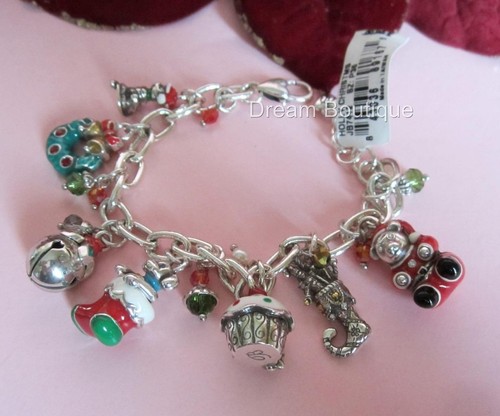 Brighton Holly Christmas Holiday Charm Bracelet NWT $98 - Picture 3 of 6