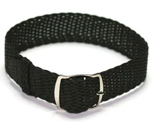 EASY FIT WATCH STRAP 18MM 20MM BLACK PERLON THREAD THROUGH ONE PIECE ZRC FRENCH