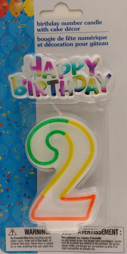 BIRTHDAY NUMBER CANDLES With "HAPPY BIRTHDAY' Cake Topper 3" 1/Pk SELECT: Number - Picture 4 of 11
