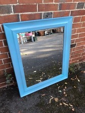 Wooden Mirror Blue Frame Funky Solid Well Made Wall Mount 