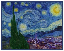 Starry Starry Night Impressionist Vincent Van Gogh Counted Cross Stitch Pattern