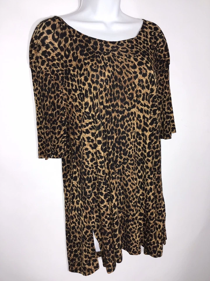 Túnica Jostar para mujer ajustada elástica tejida talla S/M tostada negra con estampado de leopardo Foto 2 de 4