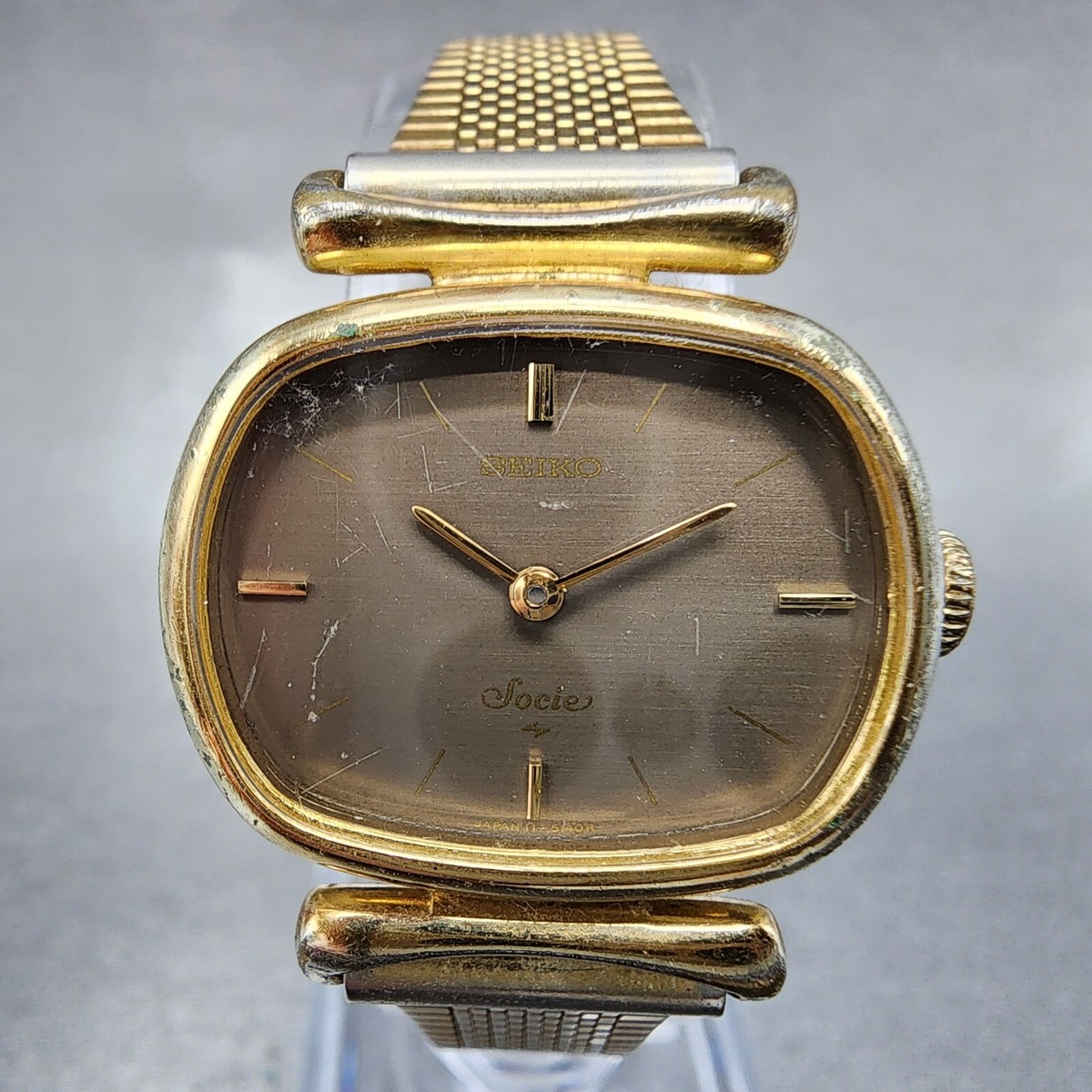 Seiko Watch Women 25mm Brown Dial Gold Tone Rectangle 11-5020