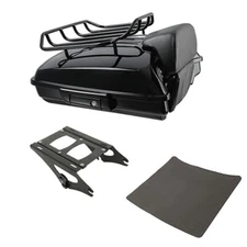 Black Razor Trunk Backrest Luggage Rack Mount Fit For Harley Touring 14-25