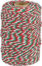 656 Feet Cotton Bakers Twine, Red Green White Striped Twine String for Gift Wrap