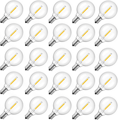 G40 Replacement LED Light Bulbs, 25 Pack Clear Globe Bulb Fits E12 C7 Candelabra