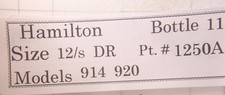 Hamilton Balance Staffs- Model 914 920 Part  1250A size 12/s dr