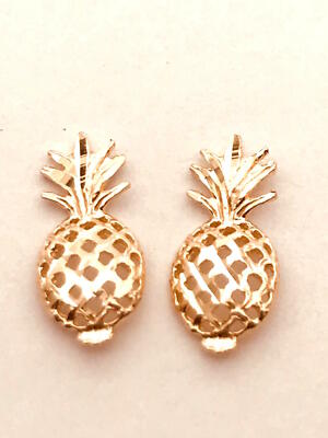 Ohrstecker 6,3 mm 14K massiv Rotgold Hawaii Ananas. Länge: 13,5mm E337
