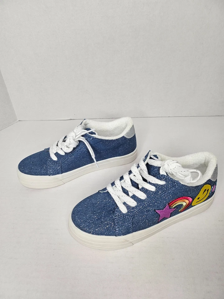 GB Niñas Rockie Brillo Denim Parche Con Cordones Tenis (Jóvenes) Nuevas Foto 4 de 4