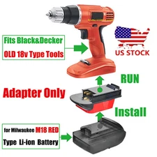 Adaptor for Milwaukee M18 Battery to Power for Black+Decker Old 18V Ni-CD Tools