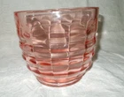 6"  Depression Glass pink block optic style pattern HEAVY bowl