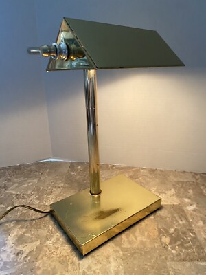 Vintage Brass Bankers Piano Desk Lamp With Triangle Shade Retro
