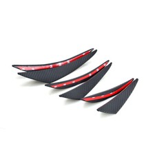 6x Carbon Fiber Pattern Chin Diffuser Spoiler Bumper Lip Fins Canards Splitters