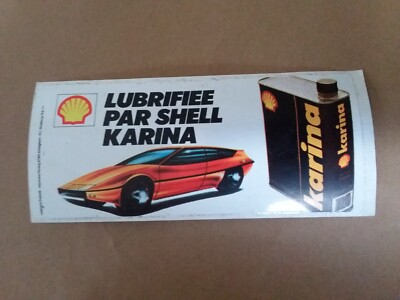 Ancien autocollant bidon d'huile moteur Karina Shell