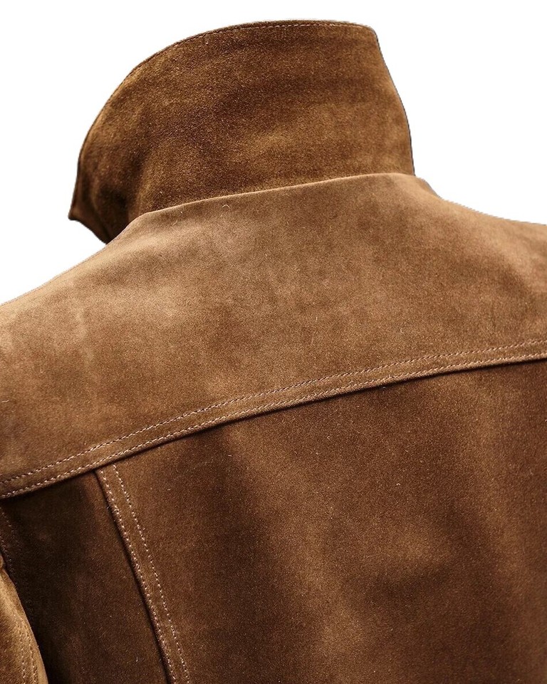 Balster Jacket, Suede Leather Blouson, Men's Size L Genuine Leather Suede Leather brown type Vintage Second Hand