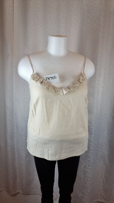 Damen Tanktop Neu Gr. 48 Leinen Creme Bodyflirt Art 24/905 