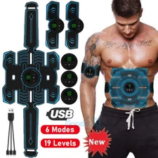 Tactical Abs Muscle Stimulator EMS Abdominal Toning Belt Portable USB Massager