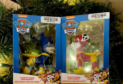2ct 2023 Paw Patrol (Marshall &  Chase) Super Dog Christmas Tree Ornaments New - Picture 1 of 4