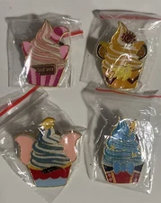 Disney Soft Serve Ice Cream Pins Pinocchio Dumbo Cheshire Lion King lot of 4