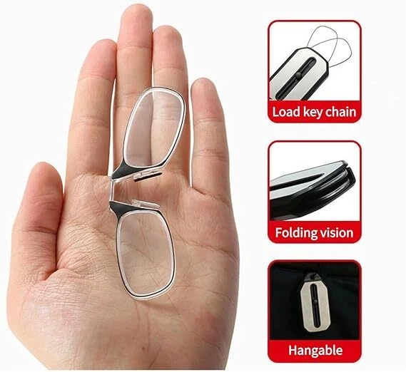 Мини нос зажим на портативный чтения очки без оправы брелок бумажник увеличение - Изображение 2 из 4