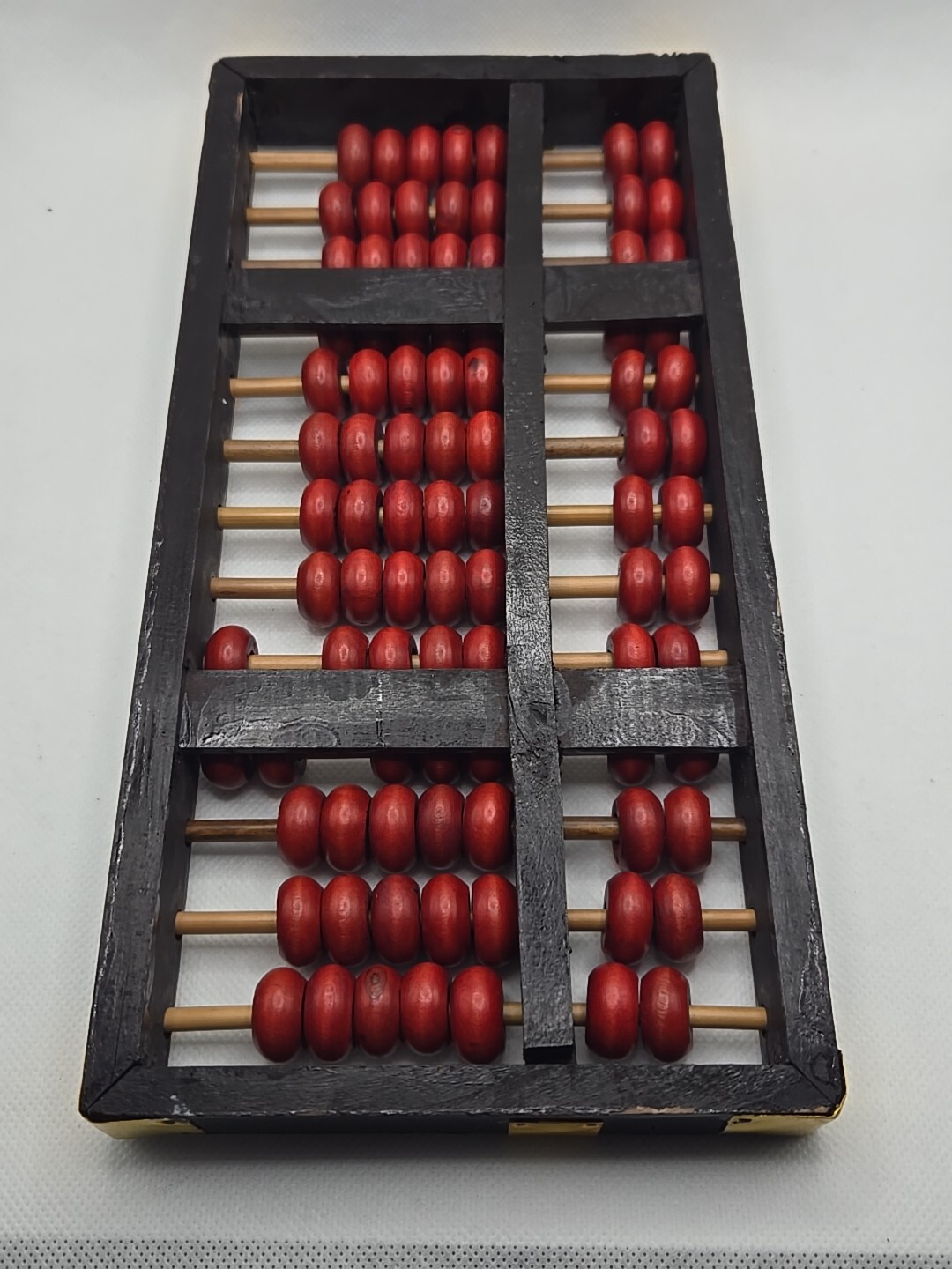 🧮 Antique Asian Chinese Wooden Lotus Flower Abacus 13 Rods 91 Beads