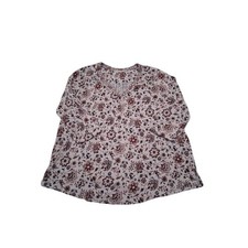 Lucky Brand Womens 1X Floral Paisley Split Neck 3/4 Sleeve Knit Top Pinks Reds