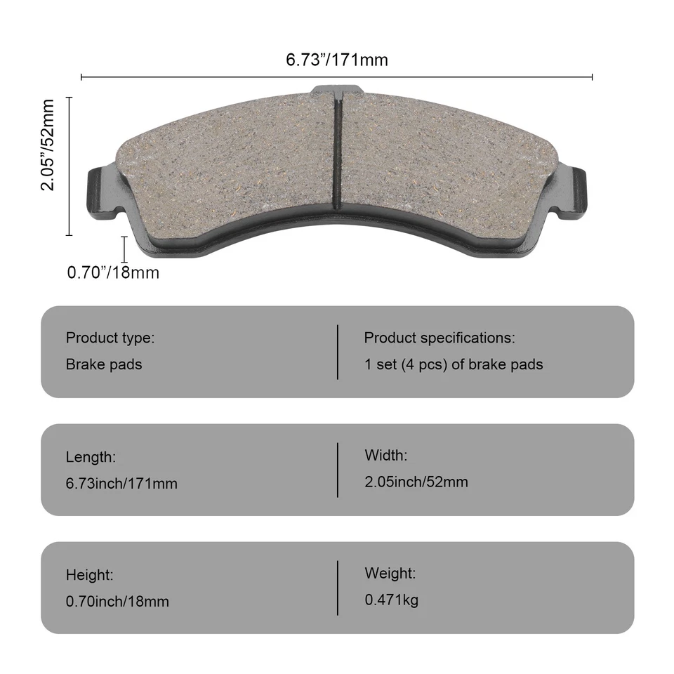 Pastilhas de freio dianteiras de cerâmica para 2004 2005 Buick Rainier CXL CXL Plus 4.2L 5.3L - Imagem 4 de 4