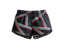 Danskin Now Juniors XS Black Active Shorts Neon Stripes Lined Athletic