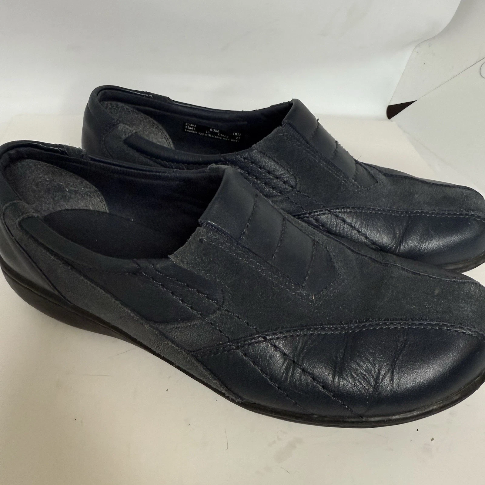 Scarpe slip on Clarks in pelle destrutturata da passeggio blu navy taglia 6 5 donna