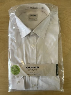 OLYMP Level 5 Five Body Fit Herrenhemd Weiß Gr. 39 / M 15½ Easy-Iron Neu