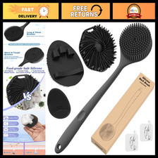 Silicone Back Scrubber Soft Bath Glove Set - 4 PCS Exfoliating Body Brush, Hoo