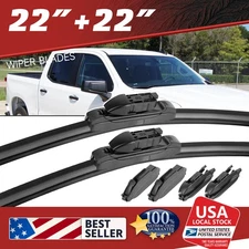 Set of 22"&22" Bracketless Windshield Wiper Blades For Chevrolet GMC Sierra 1500