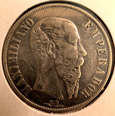 1867 MAXIMILIAN Silver Peso SCARCE COIN from Mexico