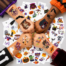 140 PCS Halloween Party Decorations, Halloween Temporary Tattoos for Kids, Fake