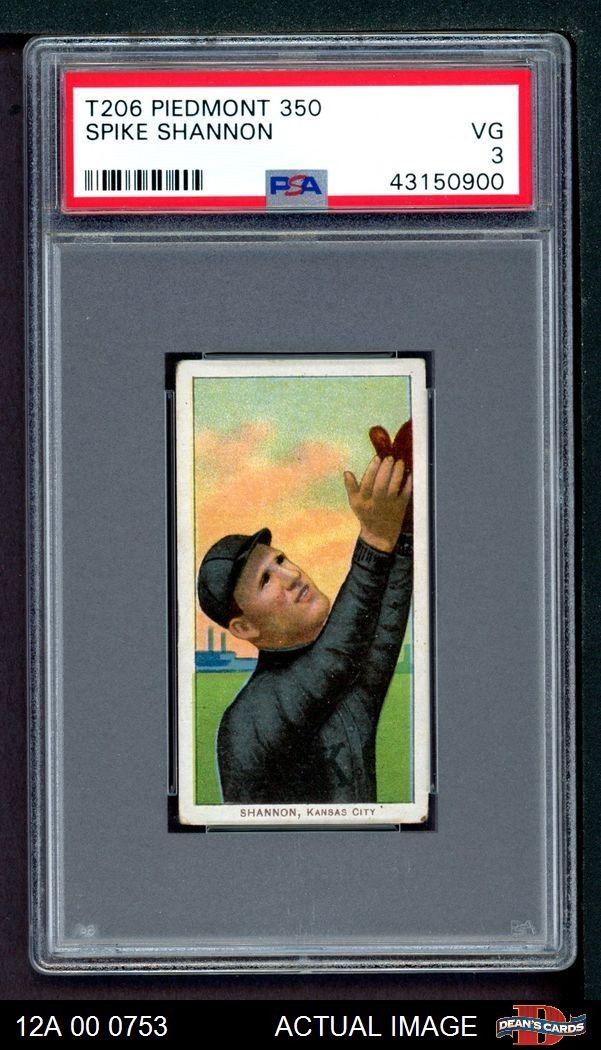 1909 T206 Spike Shannon American Association - Kansas City PSA 3 - VG