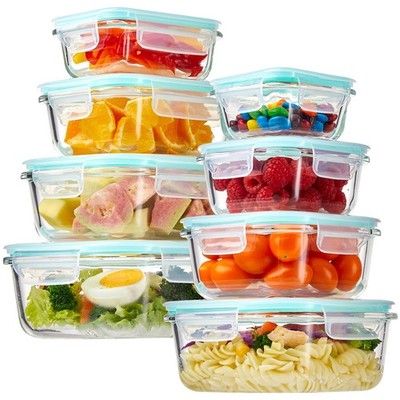 YUNCANG 8 Pack Glass Food Storage Containers with Lids, 5oz to 35oz Meal Prep Co
