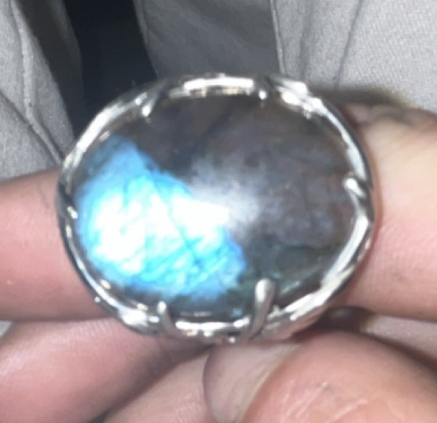 Labradorite Silver Statement Ring for Men Oval Gr… - image 2