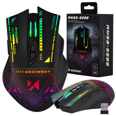 Wozinsky WMGB-3200 Kabellose Gaming-Maus, optisch, RGB-Beleuchtung, 3200 DPI