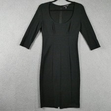 Victorias Secret Dress Womens 8 Black Knit Sheath Midi Zip Back Workwear Office