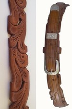 Vintage 70s Hand Tooled Leather Belt, Scalloped Pierced Swirl Pattern, Unisex