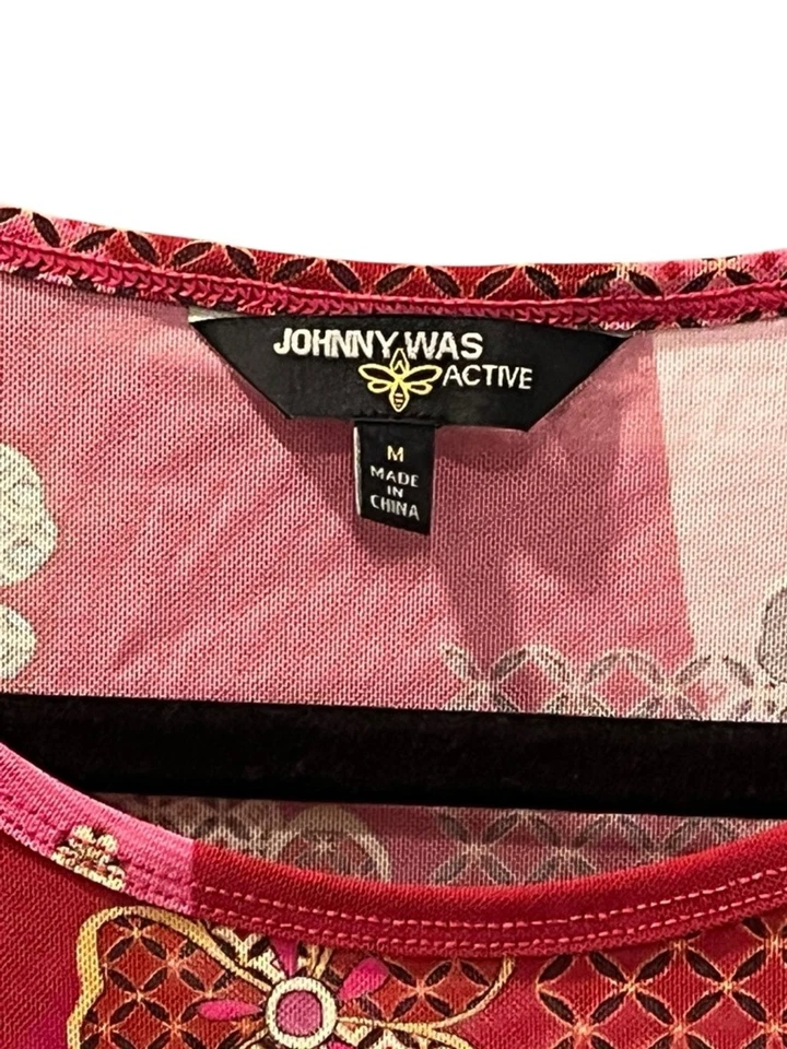 Camisa Johnny Was Active Talla Mediana Yama Manga Larga Malla Floral Colorido Rosa Foto 2 de 4