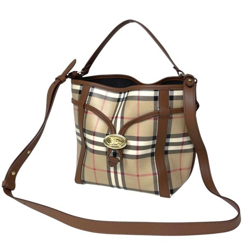 Burberry Drawstring 2WAY Coated Canvas Leather Beige Brown 81289491 #BS6050