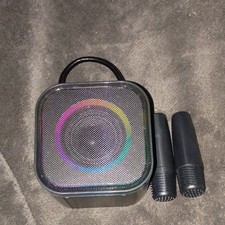 Portable Microphone-Based Karaoke Player with 2 Microphones, Speaker, Black