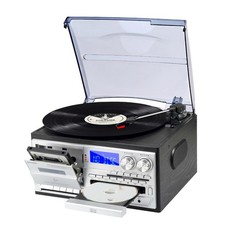 Premium 9-in-1 Vintage Record Player with Bluetooth  JR18-Black, T408-Black