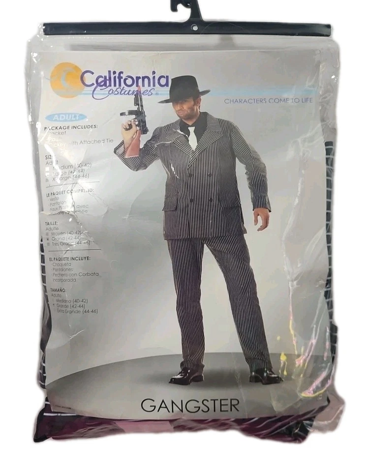 Disfraz California GÁNGSTER Para Hombre L 42-44 Completo Nuevo Pin Rayas Traje y Corbata Foto 2 de 4