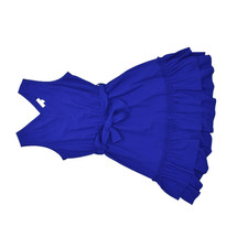 Calvin Klein Women's Size 8 Royal Blue V-Neck Ruffle Hem Sleeveless Belted