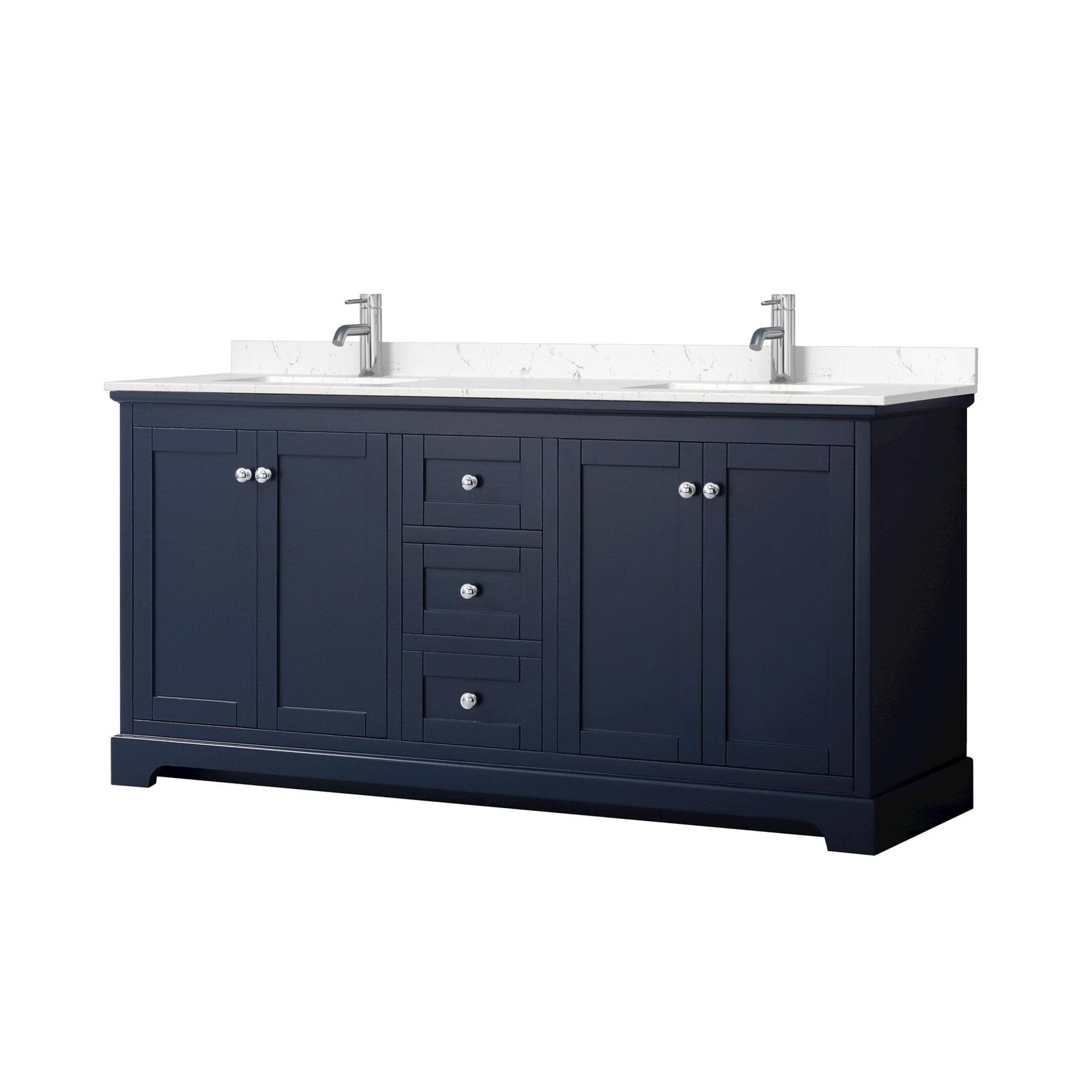 Wyndham Collection Avery 72-Inch Dark Blue Carrara Marble Cultured Vanity