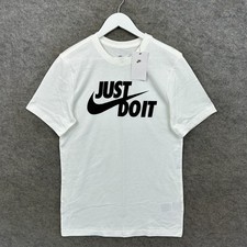 Image of Nike Shirt Mens Small White Just Do It Logo Crew Neck Short Sleeve Top BNWT