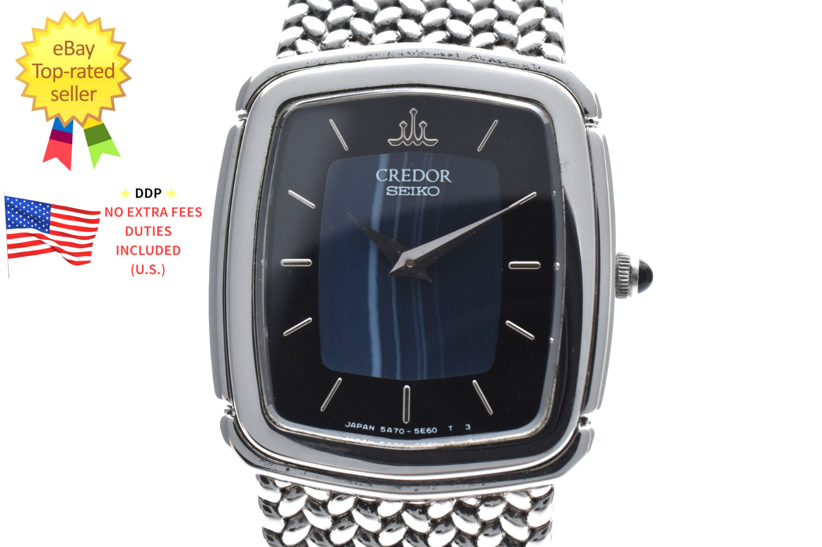 ▶Vintage [Near MINT] Seiko Credor 5A70-3C40 22mm Blue Silver Women Watch JAPAN